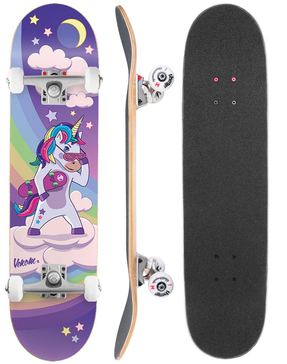 キッズ用SG boards FULL SPEED130 Venom Junior Kids Complete Skateboard - Unicorn Night - 7.25