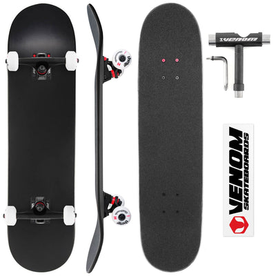 Venom Core Complete Built Skateboard - Matt Black/Black - 8.0"