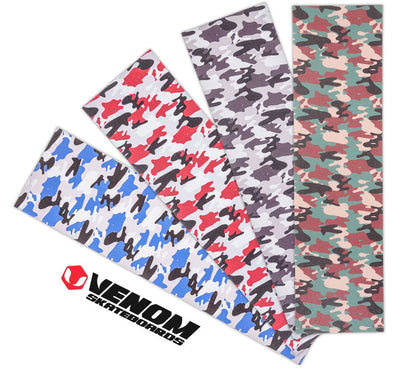 Venom Professional Grade Skateboard Griptape 9" x 33" - Camo - Red/Grey - Venom Skateboards