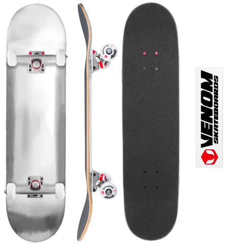 Venom Core Complete Built Skateboard - Silver/Raw - 8.0" - Venom Skateboards
