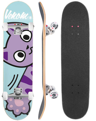 Venom Junior Kids Complete Skateboard - Kitty Swipe Blue - 7.25"