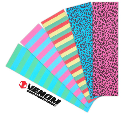 Venom Professional Grade Skateboard Griptape 9" x 33" - Rasta Stripes