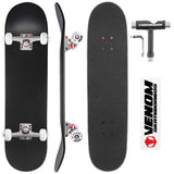 Venom Skateboards Complete Skateboard & Pens Matt Black - 8.0"