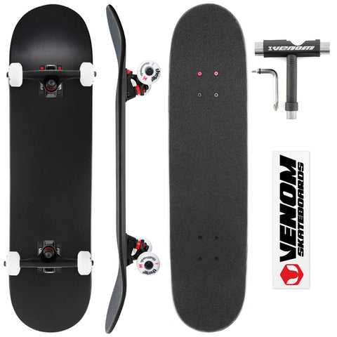 Venom Core Complete Built Skateboard - Matt Black/Black - 8.0"