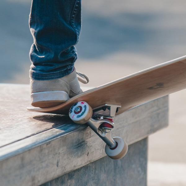 Closeup view of skateboard trick