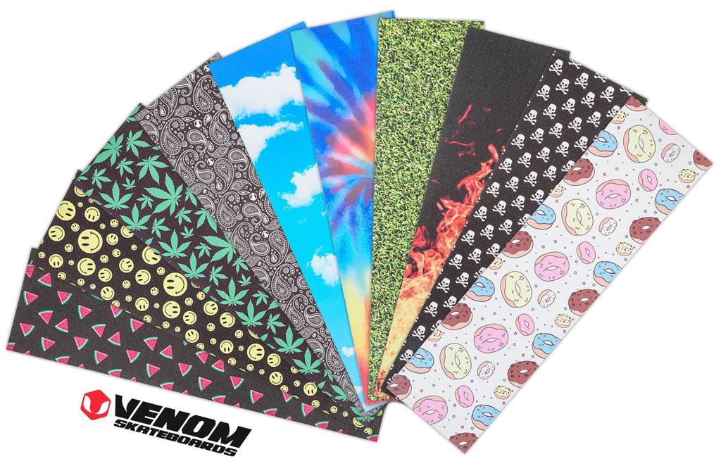 2SK8 Skateboard Grip Tape With Skull Head Design - 9" X 33" Sheet